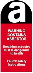 Asbestos warning label Asbestos warning label