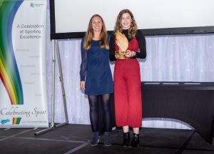 Celebrating Sport Annabel Skuse receives her award from Catriona Morrison