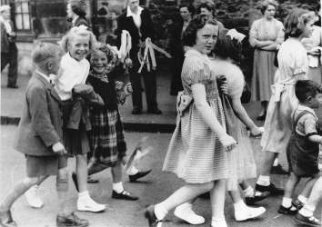 Blackburn children dressed up for the gala day, 1950s.