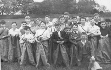 Sack Race, East Calder Gala Day, 1950.