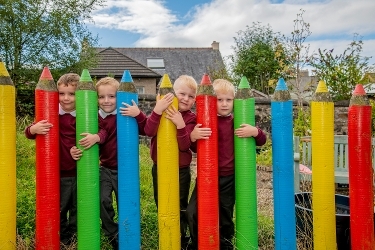 Students starting P1 at Balbardie Primary School