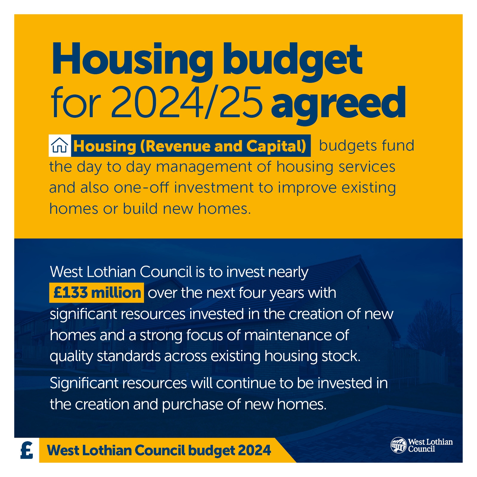 West Lothian Council to invest nearly £133 million in housing over the next four years Icon