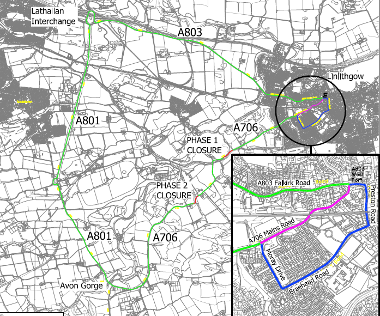 Map of closure on A706