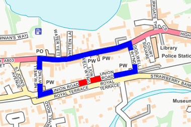 Map of closure on Union Road