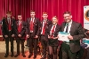 West Calder High School Brass ensemble with Cllr Andrew McGuire