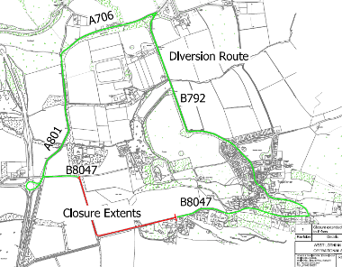 Map of closure on B8047