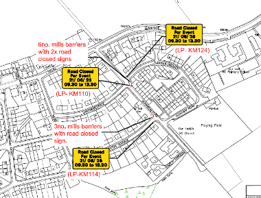 Map of closures for Stoneyburn Gala