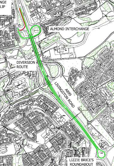 Map of closure on Almond Interchange