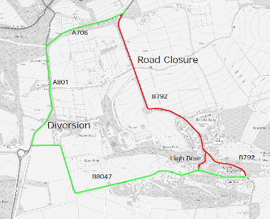 Map of closures for Torphichen Gala