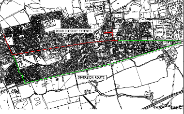 Map of closures for Broxburn Gala Day