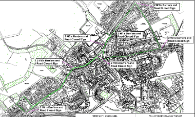 Map of closures for Fauldhouse Gala Day