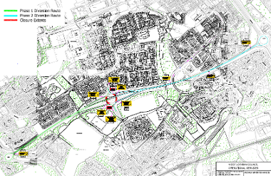 Map of closure at Crofthead Interchange