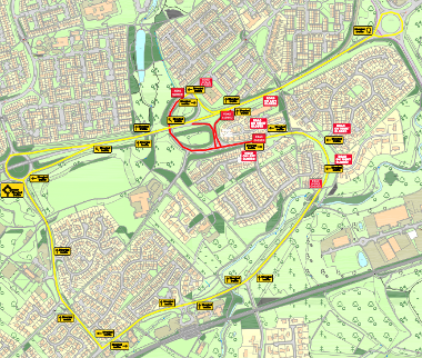 Map and diversion of Dedridge East Road/Murieston East Road