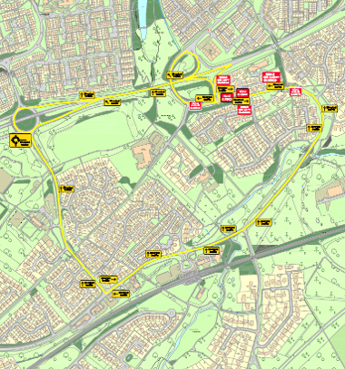 Map and diversion of phase 1 murieston east road