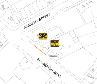 Map of closure on Edinburgh Road