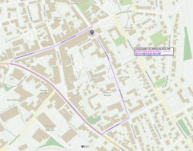 Map of closure on Mid Street