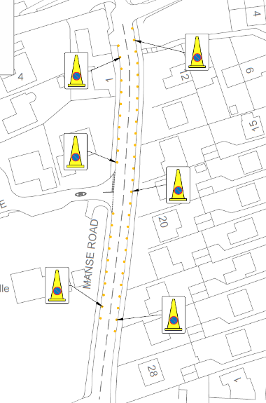 Map of suspension on Manse Road