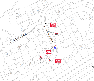 Map of closure on Cypress Glade