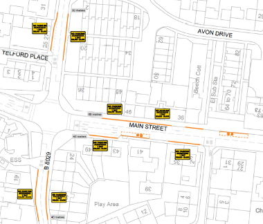Map of suspension on Main Street