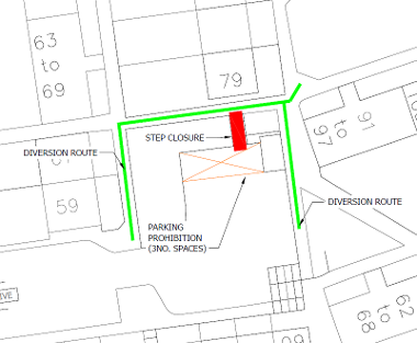 Map of closure on Cultrig Drive