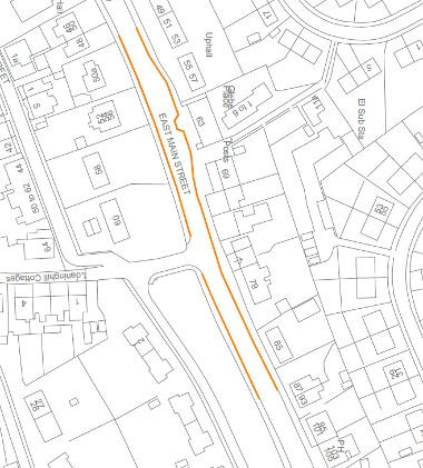 Map of suspension on East Main Street
