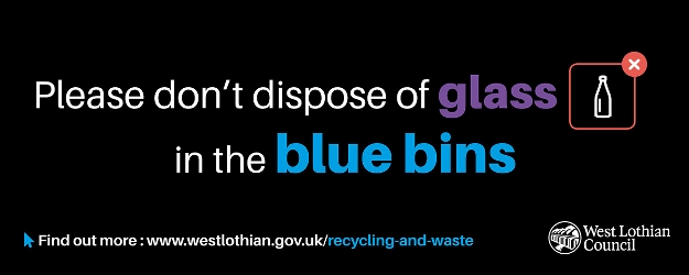 Glass in blue bin: Link to 'Hints and Tips on Recycling' Glass in blue bin